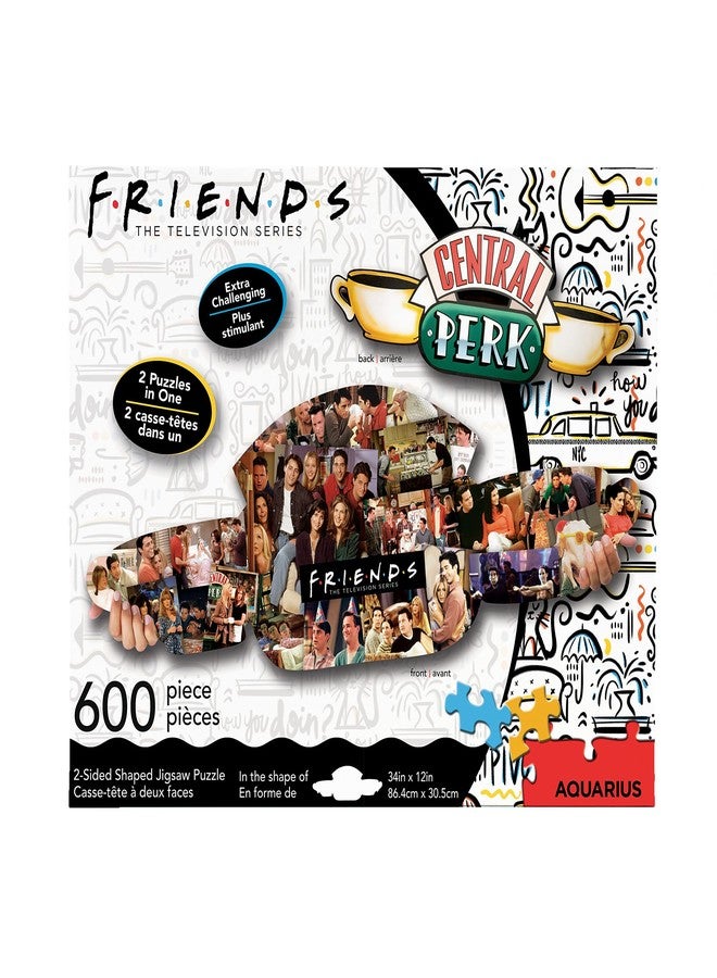 AQUARIUS Friends Central Perk Puzzle (2-Sided Shaped 600 Piece Jigsaw Puzzle) - Glare Free - Precision Fit - Officially Licensed Friends TV Show Merchandise & Collectibles - 34 x 12 Inches - Image 1
